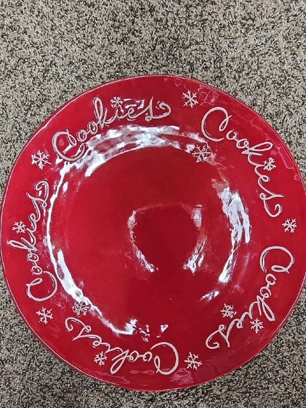 Hallmark Red 14.5 Christmas Cookie Platter With Snowflakes